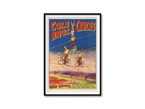 Cole Bros Circus Poster – Great Grimes High Wire Act, Vintage Circus Poster, Tightrope Walker Art, Circus Decor, Acrobatic Performance Print