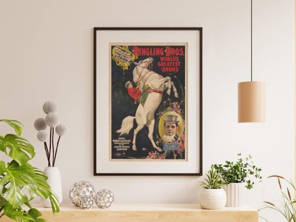 Ringling Bros Circus Poster – Madam Castello and Jupiter, Equine Marvel Art, Vintage Circus Print, Equestrian Performer, Horse Trainer Gift