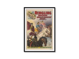 Ringling Brothers Roman Hippodrome Races Poster – Vintage Circus Art, Horse Racing Scene, Gladiator Race Decor, Circus Collectors Gift