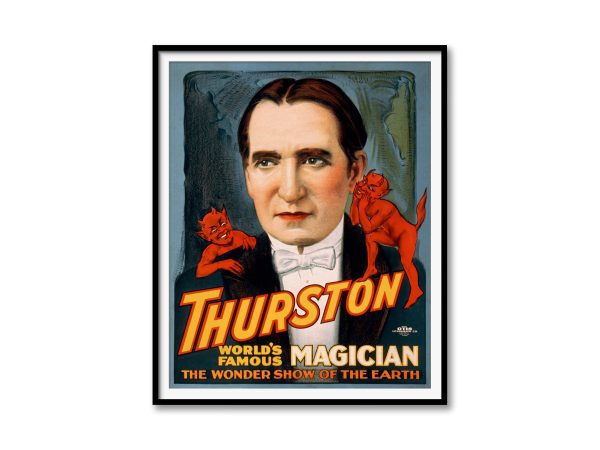 Vintage Thurston Vintage Magic Poster – World’s Famous Magician, Devilish Charm, Classic Magic Performance Art, Vintage Magician Show Print