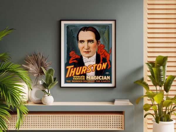 Vintage Thurston Vintage Magic Poster – World’s Famous Magician, Devilish Charm, Classic Magic Performance Art, Vintage Magician Show Print