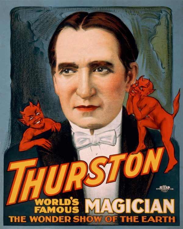 Vintage Thurston Vintage Magic Poster – World’s Famous Magician, Devilish Charm, Classic Magic Performance Art, Vintage Magician Show Print