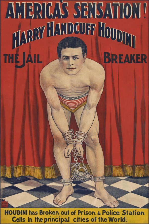 Harry Handcuff Houdini Jail Breaker Poster - Jail Breaker Poster, Vintage Magic Art, Escape Artist Decor, Illusionist Collectible