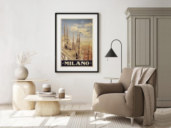 Milano Travel Poster - Italian Gothic Architecture, Duomo di Milano, Italian Tourism, Vintage Italy, Cathedral Spires, Historical Cityscape