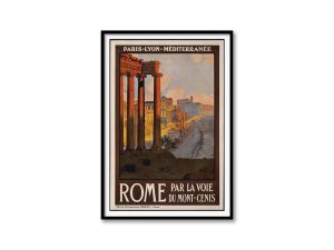 Rome Travel Poster – Vintage Railway Art, Paris-Lyon-Méditerranée Line, Mont-Cenis Route, Ancient Roman Ruins, Classic French Tourism Print