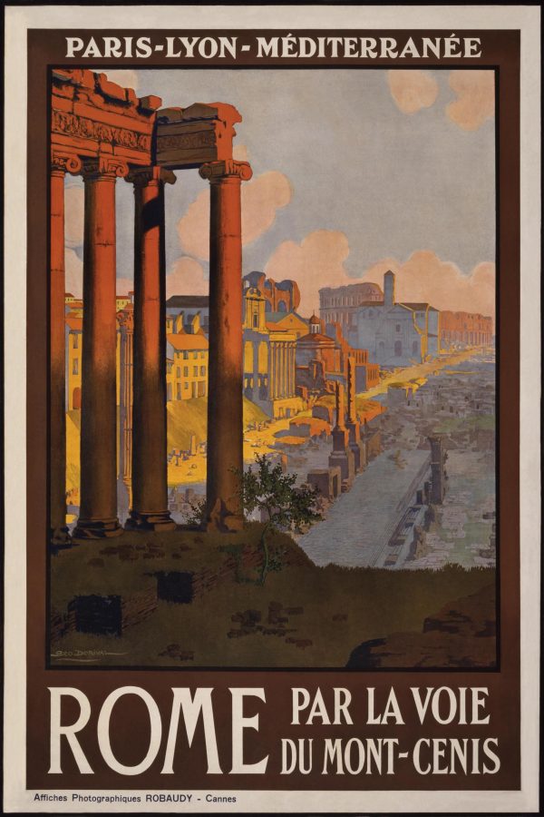 Rome Travel Poster - Vintage Railway Art, Paris-Lyon-Méditerranée Line, Mont-Cenis Route, Ancient Roman Ruins, Classic French Tourism Print