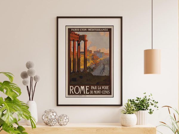 Rome Travel Poster - Vintage Railway Art, Paris-Lyon-Méditerranée Line, Mont-Cenis Route, Ancient Roman Ruins, Classic French Tourism Print