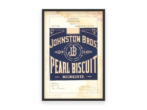 Johnston Bros Pearl Biscuit 1884 Poster - Vintage Biscuit Branding, Classic Milwaukee Food Label Art, Retro Snack Collectible Print