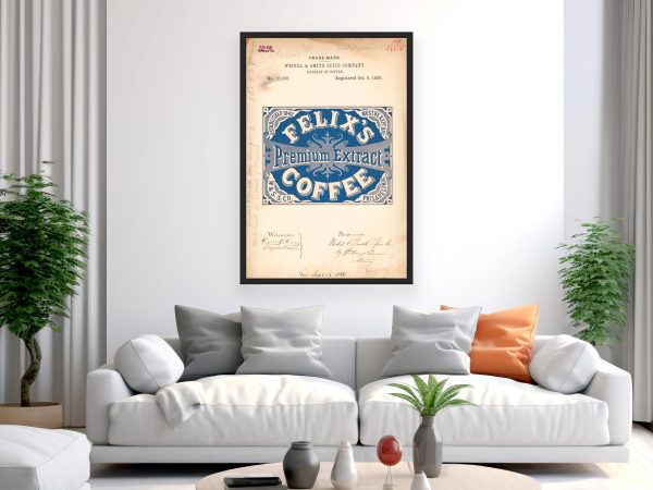 Premium Extract Coffee 1888 Poster - Vintage Coffee Branding, Classic Philadelphia Coffee Label Art, Antique Beverage Collectible Print