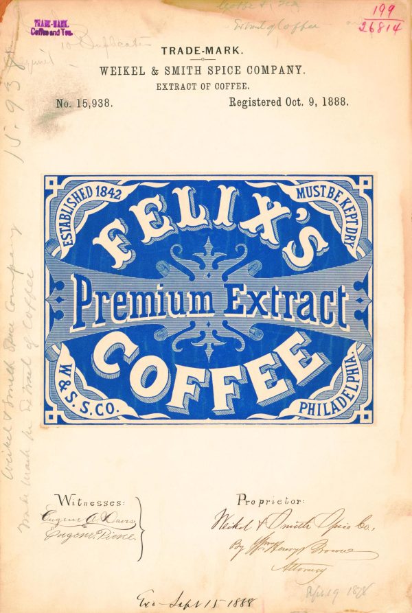 Premium Extract Coffee 1888 Poster - Vintage Coffee Branding, Classic Philadelphia Coffee Label Art, Antique Beverage Collectible Print