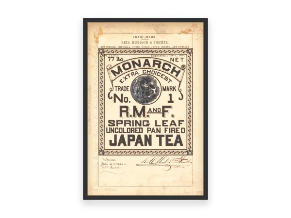 Monarch Japan Tea 1880 Poster - Vintage Tea Branding, Classic Lion Design, Antique Tea Label Art, Historic Tea Collectible Print