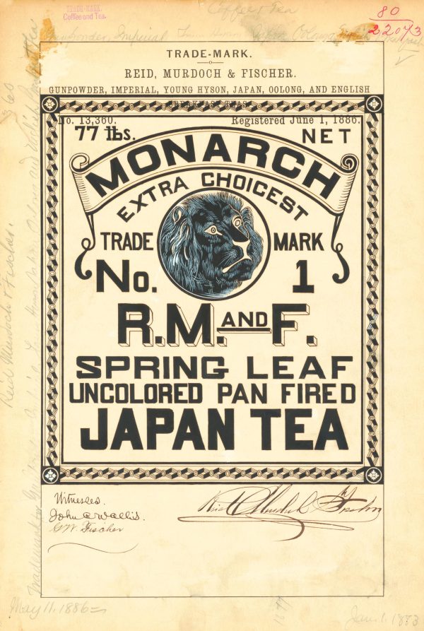 Monarch Japan Tea 1880 Poster - Vintage Tea Branding, Classic Lion Design, Antique Tea Label Art, Historic Tea Collectible Print