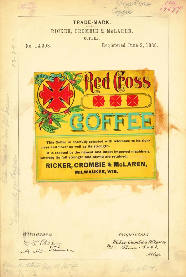 Red Cross Coffee 1885 Poster - Vintage Coffee Branding, Classic Red Cross Design, Antique Coffee Label Art, Retro Coffee Collectible Print