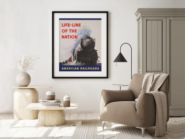 Vintage Railroad Poster - 1942 Life-Line of the Nation, Retro Train Art, WWII Railroads, Mid-Century Modern Decor, Train Enthusiast Gift