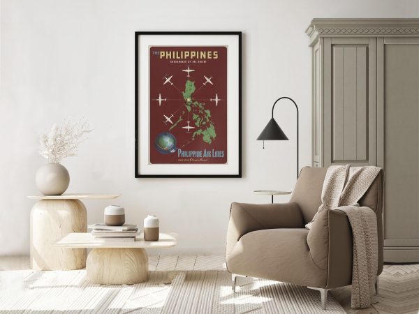 Philippines Travel Poster - 1950s Philippine Air Lines, Retro Airline Art, Mid-Century Modern Decor, Aviation History Gift