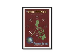 Philippines Travel Poster – 1950s Philippine Air Lines, Retro Airline Art, Mid-Century Modern Decor, Aviation History Gift