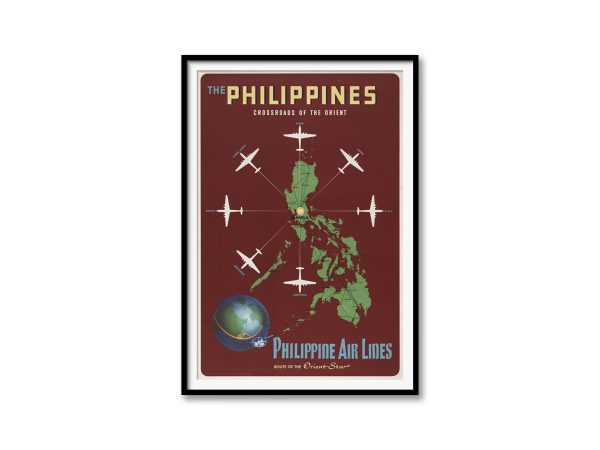 Philippines Travel Poster - 1950s Philippine Air Lines, Retro Airline Art, Mid-Century Modern Decor, Aviation History Gift