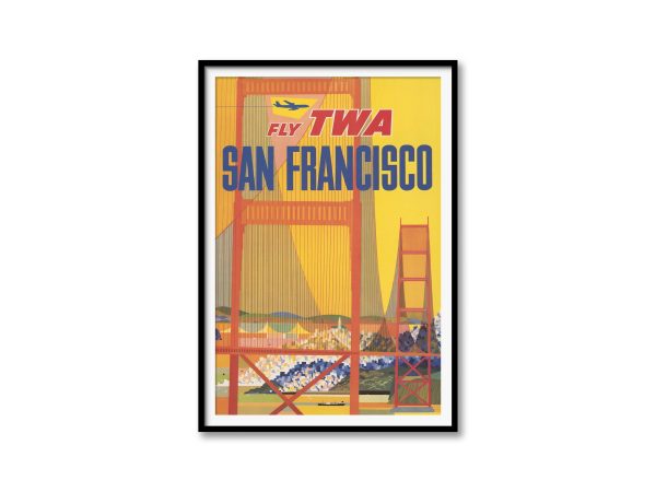 San Francisco Travel Poster - 1950s TWA, Retro Golden Gate Bridge Art, Mid-Century Modern Decor, California Travel Gift, Pilot Gift