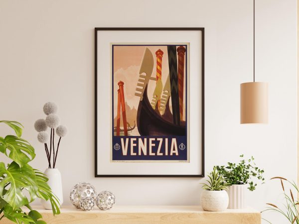 Venezia Travel Poster - Italian Tourism Art, Gondolas in Venice, 1930s ENIT Decor, Retro Italy Wall Art, Venice Poster, Vintage Venice