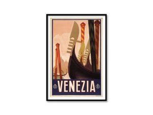 Venezia Travel Poster – Italian Tourism Art, Gondolas in Venice, 1930s ENIT Decor, Retro Italy Wall Art, Venice Poster, Vintage Venice