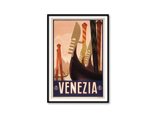 Venezia Travel Poster - Italian Tourism Art, Gondolas in Venice, 1930s ENIT Decor, Retro Italy Wall Art, Venice Poster, Vintage Venice