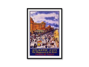 Atlantic City Travel Poster – The Playground of the World, Train Travel Art, Retro Seaside Decor, 1920s Beach Vacation Gift