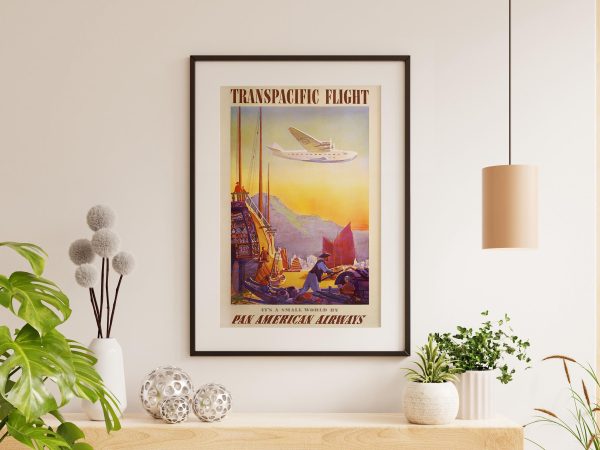 Transpacific Flight Poster - Pan American Airways, 1930s Clipper Travel Art, Retro Aviation Decor, Pacific Voyage Gift, Pilot Gift, Airlines