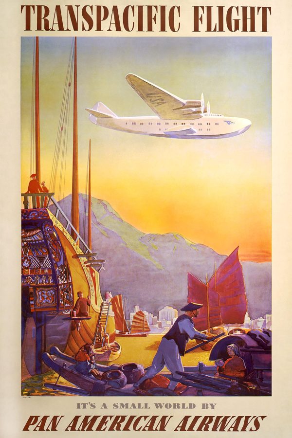 Transpacific Flight Poster - Pan American Airways, 1930s Clipper Travel Art, Retro Aviation Decor, Pacific Voyage Gift, Pilot Gift, Airlines