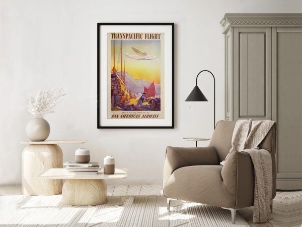 Transpacific Flight Poster - Pan American Airways, 1930s Clipper Travel Art, Retro Aviation Decor, Pacific Voyage Gift, Pilot Gift, Airlines