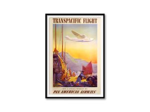 Transpacific Flight Poster – Pan American Airways, 1930s Clipper Travel Art, Retro Aviation Decor, Pacific Voyage Gift, Pilot Gift, Airlines