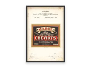 Woodward’s Sons Mabel Cheviots 1879 Poster - Vintage Suiting Fabric Label, Classic Textile Ad, Antique Fashion Advertising Print