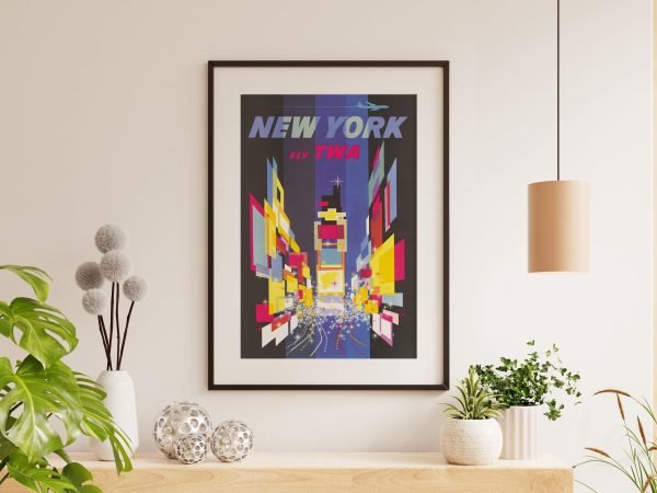 New York Travel Poster - TWA Airlines, 1960s Times Square Art, Retro City Decor, New York City Enthusiast Gift, Aviation Poster, TWA Poster