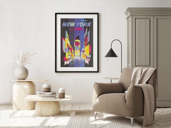 New York Travel Poster - TWA Airlines, 1960s Times Square Art, Retro City Decor, New York City Enthusiast Gift, Aviation Poster, TWA Poster