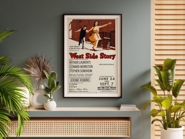 West Side Story Lincoln Center Poster - 1968 Musical Revival, Leonard Bernstein & Stephen Sondheim Art, Retro Theater Decor