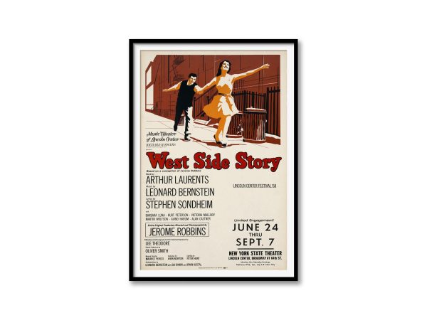 West Side Story Lincoln Center Poster - 1968 Musical Revival, Leonard Bernstein & Stephen Sondheim Art, Retro Theater Decor