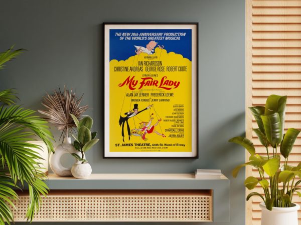 My Fair Lady 20th Anniversary Broadway Poster - 1976 Musical Revival, Lerner & Loewe, Retro Theater Art