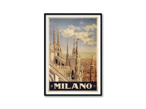 Milano Travel Poster – Italian Gothic Architecture, Duomo di Milano, Italian Tourism, Vintage Italy, Cathedral Spires, Historical Cityscape