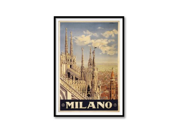 Milano Travel Poster - Italian Gothic Architecture, Duomo di Milano, Italian Tourism, Vintage Italy, Cathedral Spires, Historical Cityscape