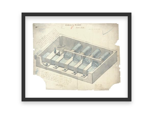 Bank Lock Patent Print 1836 - Vintage Security Device, Antique Safe Lock Mechanism, Industrial Lock Design, Locksmith Gift