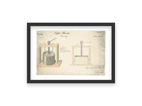 Cheese Press Patent Print 1834 - Vintage Dairy Equipment, Antique Cheese Making Tool, Historical Cheese Press Design, Cheese Maker Gift