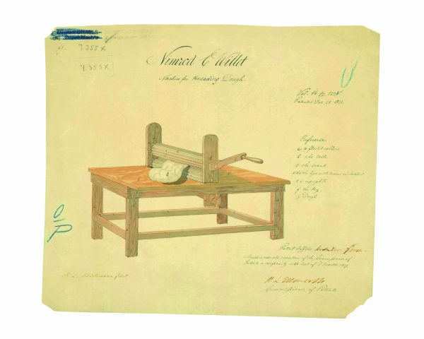 Dough Kneading Machine Patent Print 1824 - Vintage Kitchen Decor, Antique Bread-Making Art, Historical Food Preparation Poster