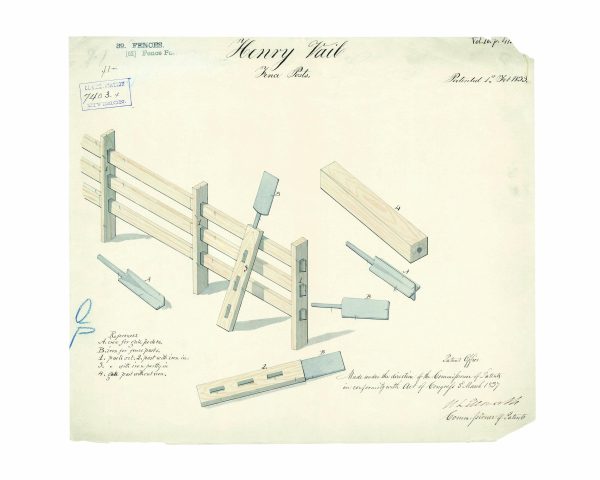 Fence Posts Patent Print 1853 - Vintage Fence Design, Antique Agricultural Tools, Historical Farm Equipment, Farmer Gift