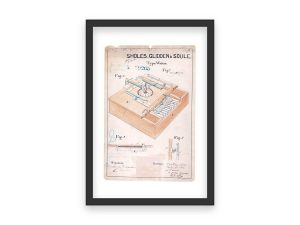 Typewriter Patent Print 1868 – Vintage Office Equipment, Type-Writing Machine Blueprint, Historical Writing Technology, Writer Gift