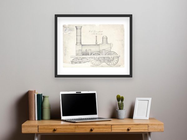 Locomotive Engine Patent Print 1836 - Antique Railroad Design, Vintage Train Engineering, Industrial Locomotive Art, Rail Enthusiast Gift