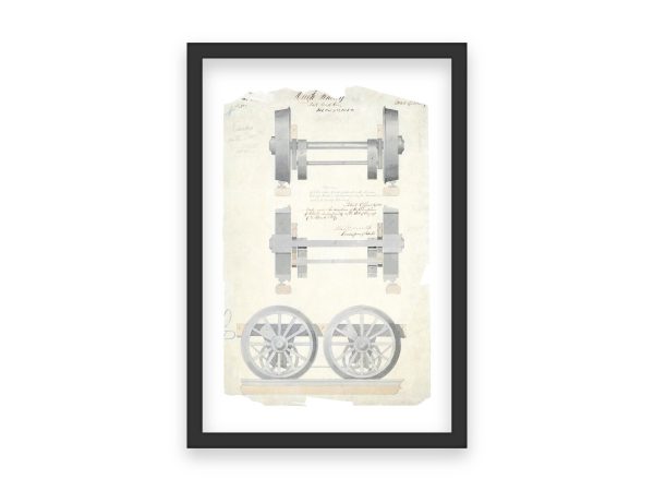 Rail Car Wheels Patent Print 1839 - Antique Railroad Equipment, Vintage Locomotive Wheels, Industrial Transportation Design, Engineer Gift