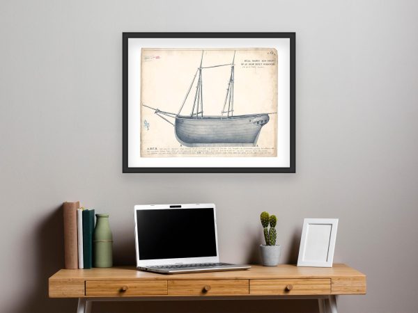 Iron Schooner Patent Print 1835 - Vintage Shipbuilding Design, Iron Hull and Mast Structure, Historical Naval Engineering, Nautical Gift