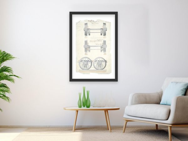 Rail Car Wheels Patent Print 1839 - Antique Railroad Equipment, Vintage Locomotive Wheels, Industrial Transportation Design, Engineer Gift