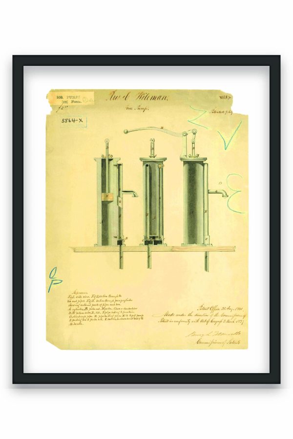 Water Pump Patent Print 1831 - Vintage Industrial Decor, Antique Engineering Art, Mechanical History Poster, Plumber Gift