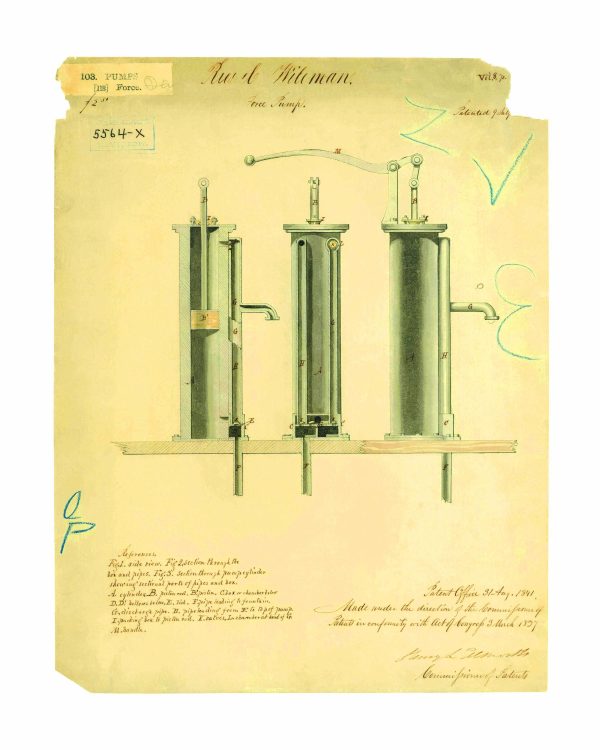 Water Pump Patent Print 1831 - Vintage Industrial Decor, Antique Engineering Art, Mechanical History Poster, Plumber Gift