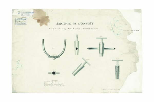 Soda Tap Patent Print 1832 - Vintage Beverage Equipment, Antique Soda Dispenser, Mineral Water Tap Design, Bar Enthusiast Gift